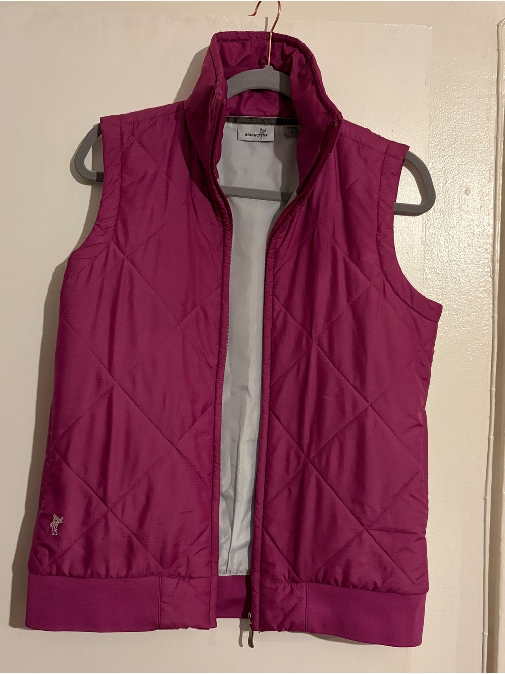 Ashworth Quilted Vest in Magenta with Light Gray Lining